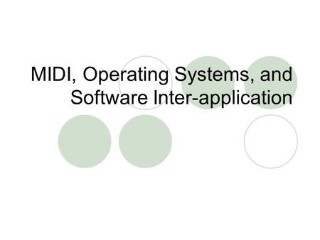 MIDI, Operating Systems, and Software Inter-application.