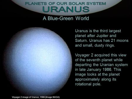 Voyager 2 image of Uranus, 1986 (Image:NASA)