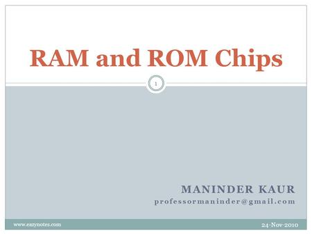 MANINDER KAUR RAM and ROM Chips 24-Nov-2010 1