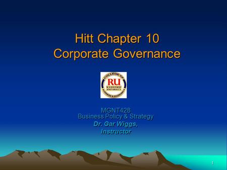 Hitt Chapter 10 Corporate Governance