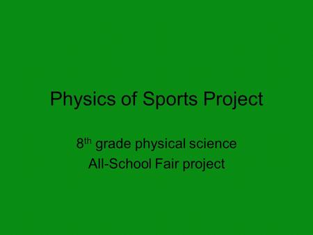 Physics of Sports Project