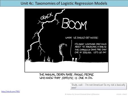 Unit 4c: Taxonomies of Logistic Regression Models © Andrew Ho, Harvard Graduate School of EducationUnit 4c – Slide 1
