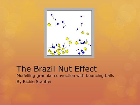 The Brazil Nut Effect Modelling granular convection with bouncing balls By Richie Stauffer.