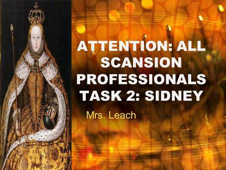 ATTENTION: ALL SCANSION PROFESSIONALS TASK 2: SIDNEY