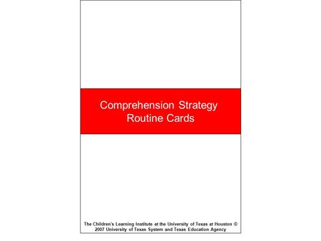 Comprehension Strategy Routine Cards
