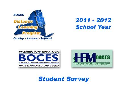 .. SAN-HFM Distance Learning Project Student Survey 2010 – 2011 School Year BOCES Distance Learning Program Quality Access Support.