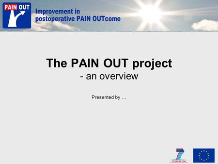 The PAIN OUT project - an overview Presented by ….
