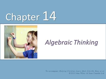 Chapter 14 Algebraic Thinking