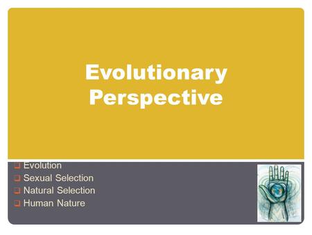 Evolutionary Perspective  Evolution  Sexual Selection  Natural Selection  Human Nature.