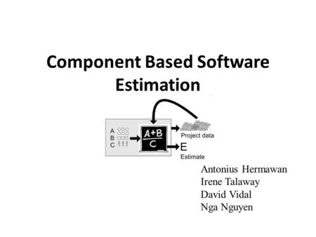 Component Based Software Estimation Antonius Hermawan Irene Talaway David Vidal Nga Nguyen.