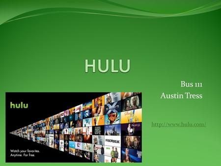 Bus 111 Austin Tress  What is Hulu? Video service that provides users with TV shows, movies, and clips in a simple and convenient.