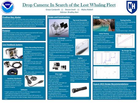 Drop Camera: In Search of the Lost Whaling Fleet Grace Cardarelli || Devon Snell || Myles Riddell Advisor: Bradley Barr Purpose: Design and research a.