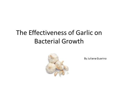 The Effectiveness of Garlic on Bacterial Growth By Juliana Guarino.