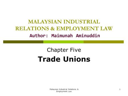Chapter Five Trade Unions