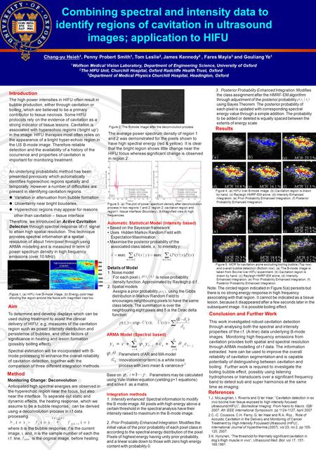 Combining spectral and intensity data to identify regions of cavitation in ultrasound images; application to HIFU Chang-yu Hsieh 1, Penny Probert Smith.