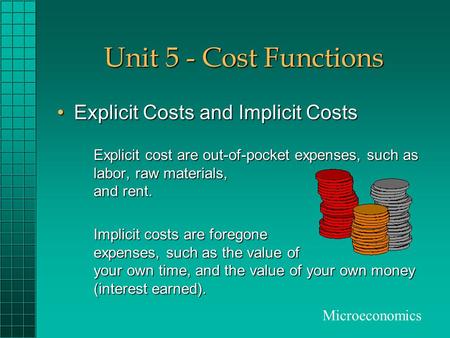 Unit 5 - Cost Functions Explicit Costs and Implicit Costs