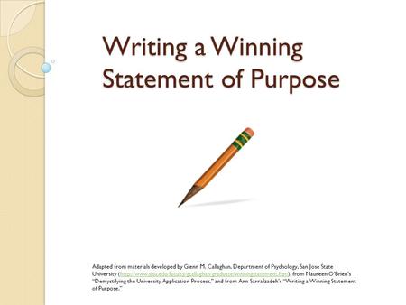 Writing a Winning Statement of Purpose