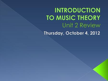 INTRODUCTION TO MUSIC THEORY Unit 2 Review