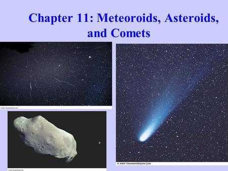Chapter 11: Meteoroids, Asteroids, and Comets. The Kuiper Belt of comets spreads from Neptune out 500 AU from the Sun Kuiper Belt Objects.