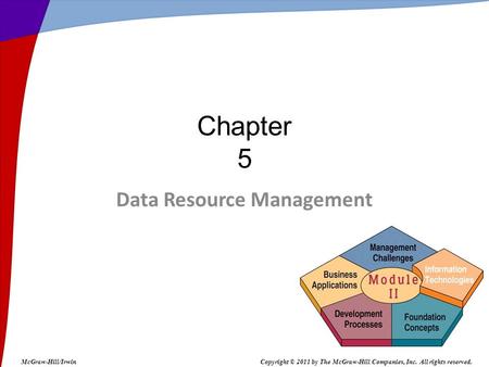 Data Resource Management Chapter 5 McGraw-Hill/IrwinCopyright © 2011 by The McGraw-Hill Companies, Inc. All rights reserved.