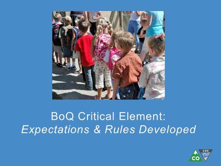 BoQ Critical Element: Expectations & Rules Developed.