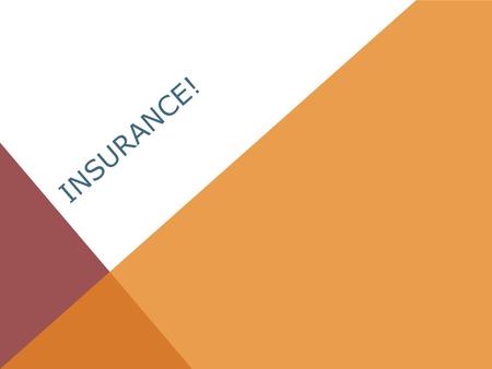INSURANCE!. INSURANCE BASICS Life is full of RISK! You can’t eliminate risk, but you can manage it! Insurance Manages your risk of financial loss from.