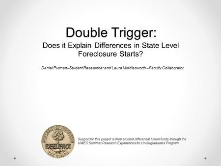 Double Trigger: Does it Explain Differences in State Level Foreclosure Starts? Support for this project is from student differential tuition funds through.