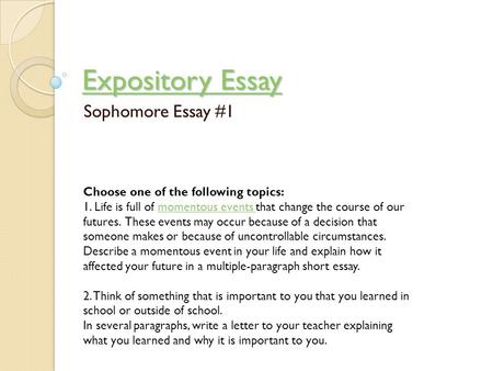 Expository Essay Sophomore Essay #1