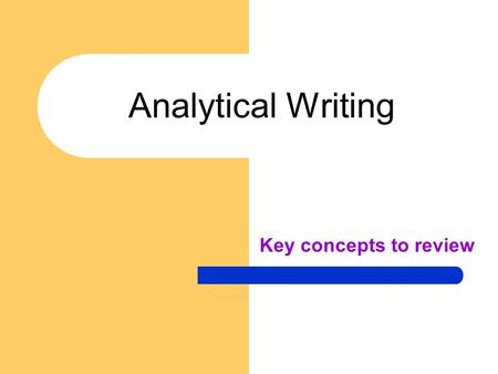 Analytical Writing Key concepts to review. Heading: TOP RIGHT CORNER Name Date Always provide a creative title. The title should be in the center of your.