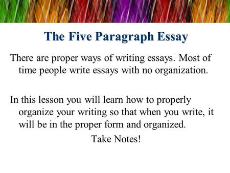 The Five Paragraph Essay