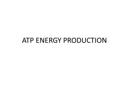 ATP ENERGY PRODUCTION.
