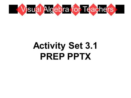 Activity Set 3.1 PREP PPTX Visual Algebra for Teachers.
