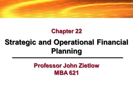 Strategic and Operational Financial Planning