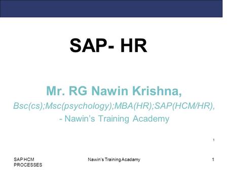 SAP- HR Mr. RG Nawin Krishna,