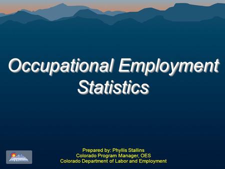 Occupational Employment Statistics Prepared by: Phyllis Stallins Colorado Program Manager, OES Colorado Department of Labor and Employment.