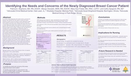  Abstract For women newly diagnosed with breast cancer, psychosocial distress may interfere with their ability to cope with cancer treatment. Nurses should.