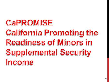 1. WHAT IS PROMISE Joint initiative of the U.S. Department of Education, the U.S. Social Security Administration, the U.S. Department of Health and Human.