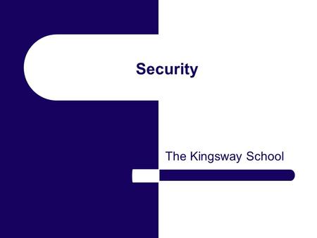Security The Kingsway School. Accidental Data Loss Data can be lost or damaged by: Hardware failure such as a failed disk drive Operator error e.g. accidental.