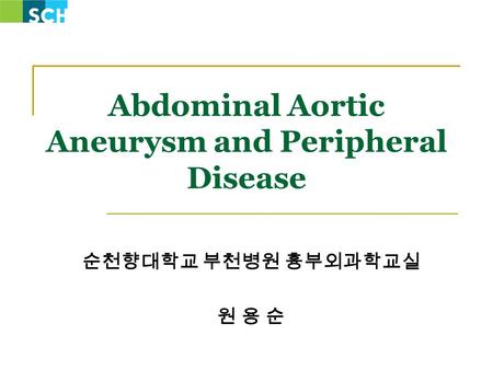 Abdominal Aortic Aneurysm and Peripheral Disease 순천향대학교 부천병원 흉부외과학교실 원 용 순.