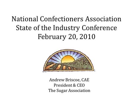 Andrew Briscoe, CAE President & CEO The Sugar Association National Confectioners Association State of the Industry Conference February 20, 2010.