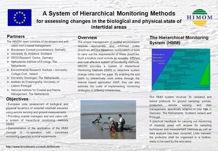 A System of Hierarchical Monitoring Methods for assessing changes in the biological and physical state of intertidal areas Partners The HIMOM team consists.