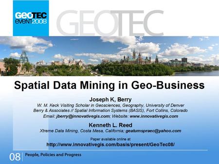 Title: Spatial Data Mining in Geo-Business. Overview  Twisting the Perspective of Map Surfaces — describes the character of spatial distributions through.