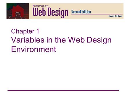 Chapter 1 Variables in the Web Design Environment