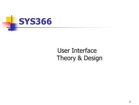 User Interface Theory & Design