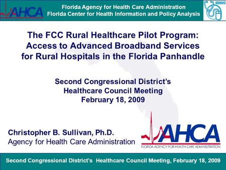 Second Congressional District’s Healthcare Council Meeting, February 18, 2009 Florida Agency for Health Care Administration Florida Center for Health Information.