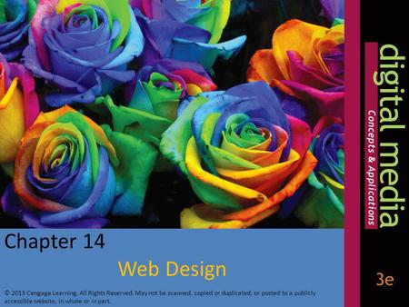 Chapter 14 Web Design © 2013 Cengage Learning. All Rights Reserved. May not be scanned, copied or duplicated, or posted to a publicly accessible website,