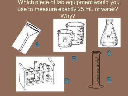 Which piece of lab equipment would you use to measure exactly 25 mL of water?