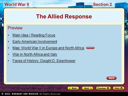 The Allied Response Preview Main Idea / Reading Focus