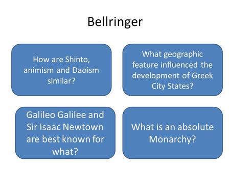 Bellringer How are Shinto, animism and Daoism similar?