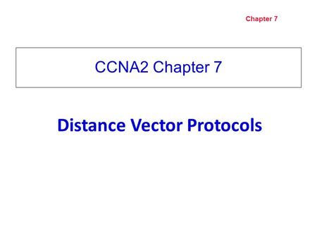 Distance Vector Protocols